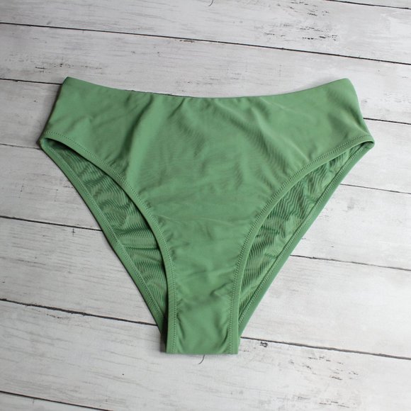 Cupshe Swimwear Women's High Waist Bikini Swimsuit Bottoms Size L Green - Picture 1 of 5